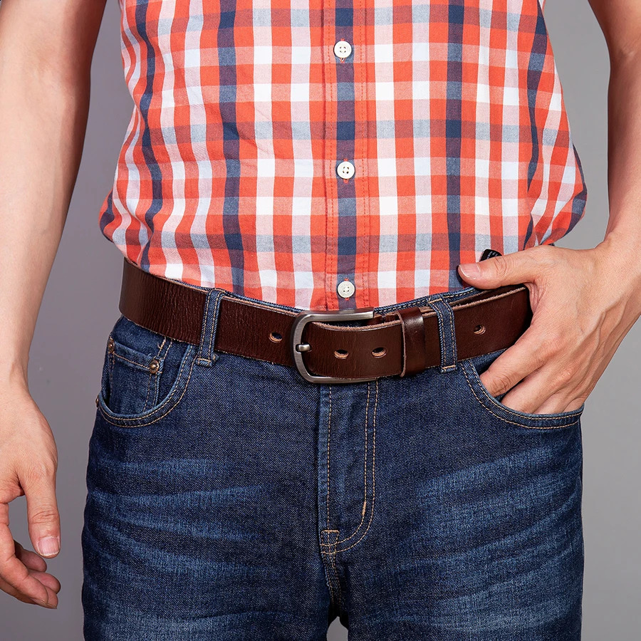 Top Cow genuine leather belts for men high quality fashion style vintage brown cowboy male belt 251013