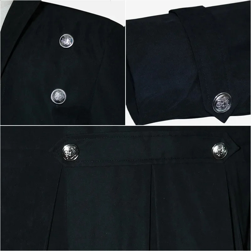 S5XL Plus Size Men Gothic Trench Medieval Steampunk Retro Style Long Jackets Doublebreasted Solid Mens Vintage Long Jackets 251023