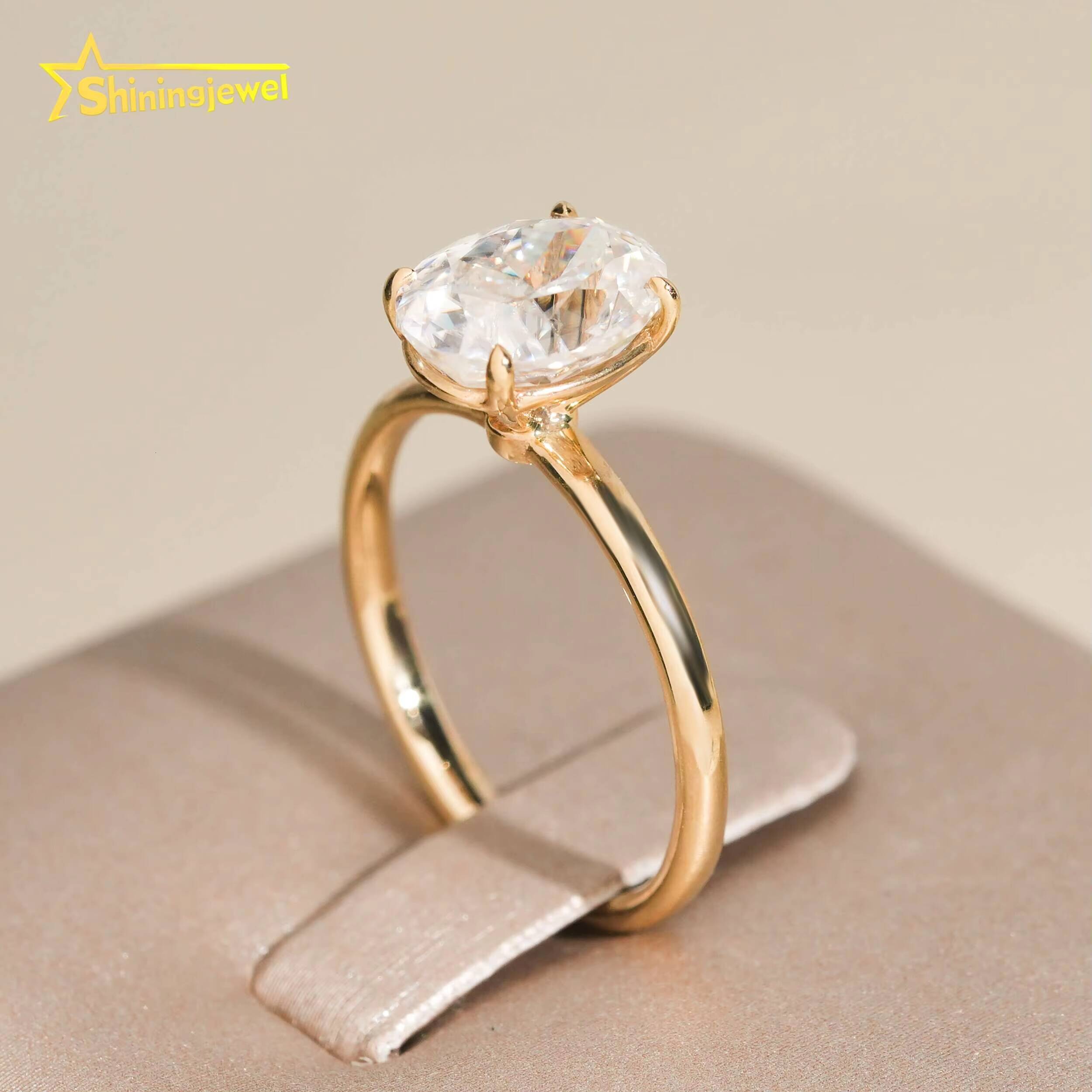 14k Solid Gold Solitaire Engagement Wedding Pass Diamond Test Moissanite Lab Diamonds Wedding Ring for Women