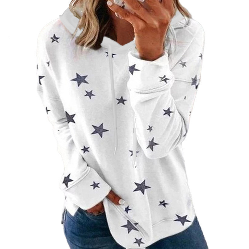 2025 Autumn Winter New Sweatshirt Women's Star Print Loose Fit Plus Size Hoodie