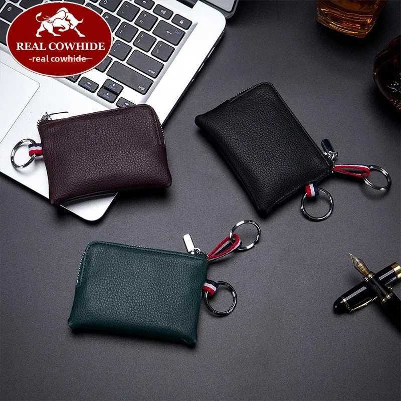 Genuine Leather Mini Wallet for Men Soft Leather Zipper Coin Driver License Key Card Holder Compact Money Purse Z251023