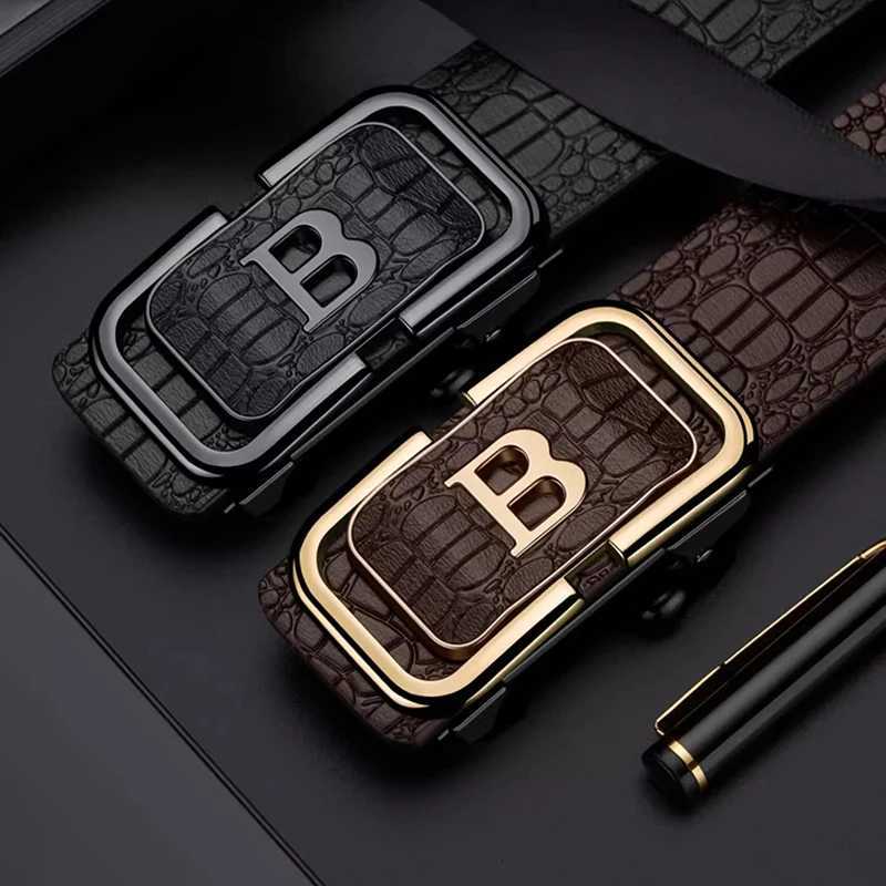 Personalized Simple Crocodile Pattern Automatic Buckle Belt Paired With Casual Business Belt Fashion Mens Unique Design Belt W251024
