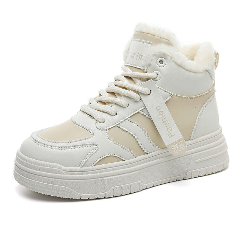 Winter New Ins Korean Version Fleece-Lined High-Top Sneakers for Female Students, Height-Increasing Thick-Soled Casual Warm Shoes boot snow boots wome