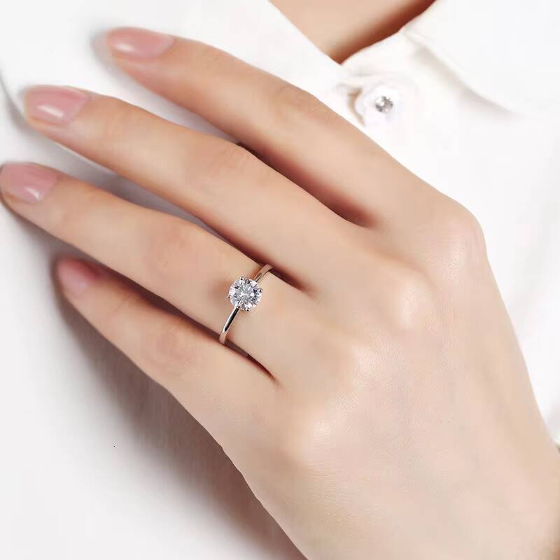 Classics Ring 10K14K18K Gold Round Cut Solitaire Ring Moissanite Diamond Women Luxury Wedding Rings