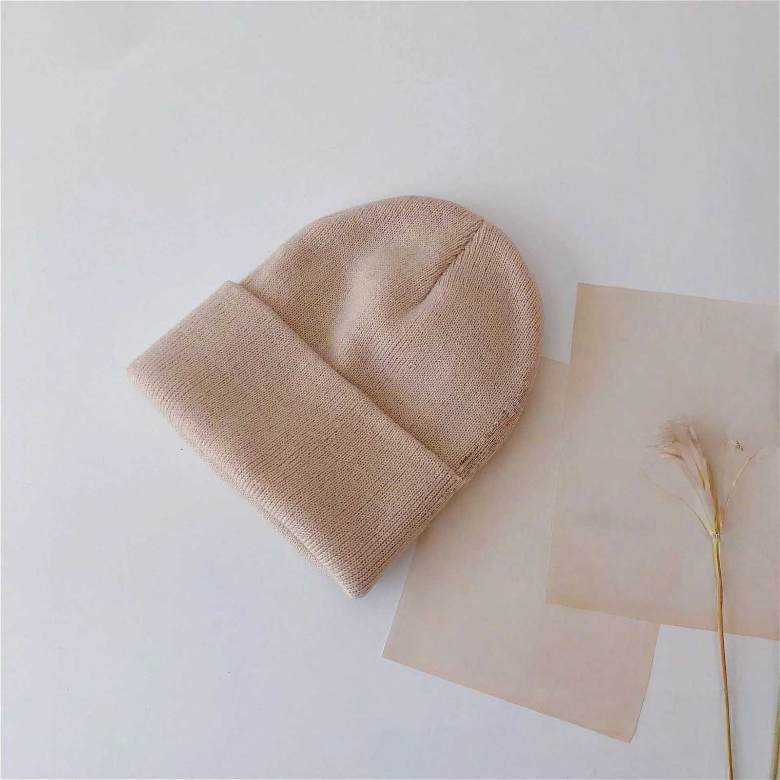 Soft Warm Infant Headwear Autumn Toddler Kids Knitted Cap Baby Girls Boys Cotton Knit Beanie Hat Candy Colored Cuffed Winter CapL251024