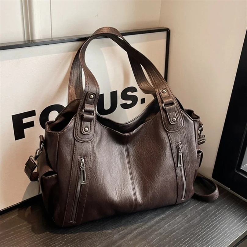 Soft Interior Compartment Shoulder Bags 2025 High Quality Contrasting Colors Bags for Women Fashion Zipper Pu Womens Handbags 251023ww