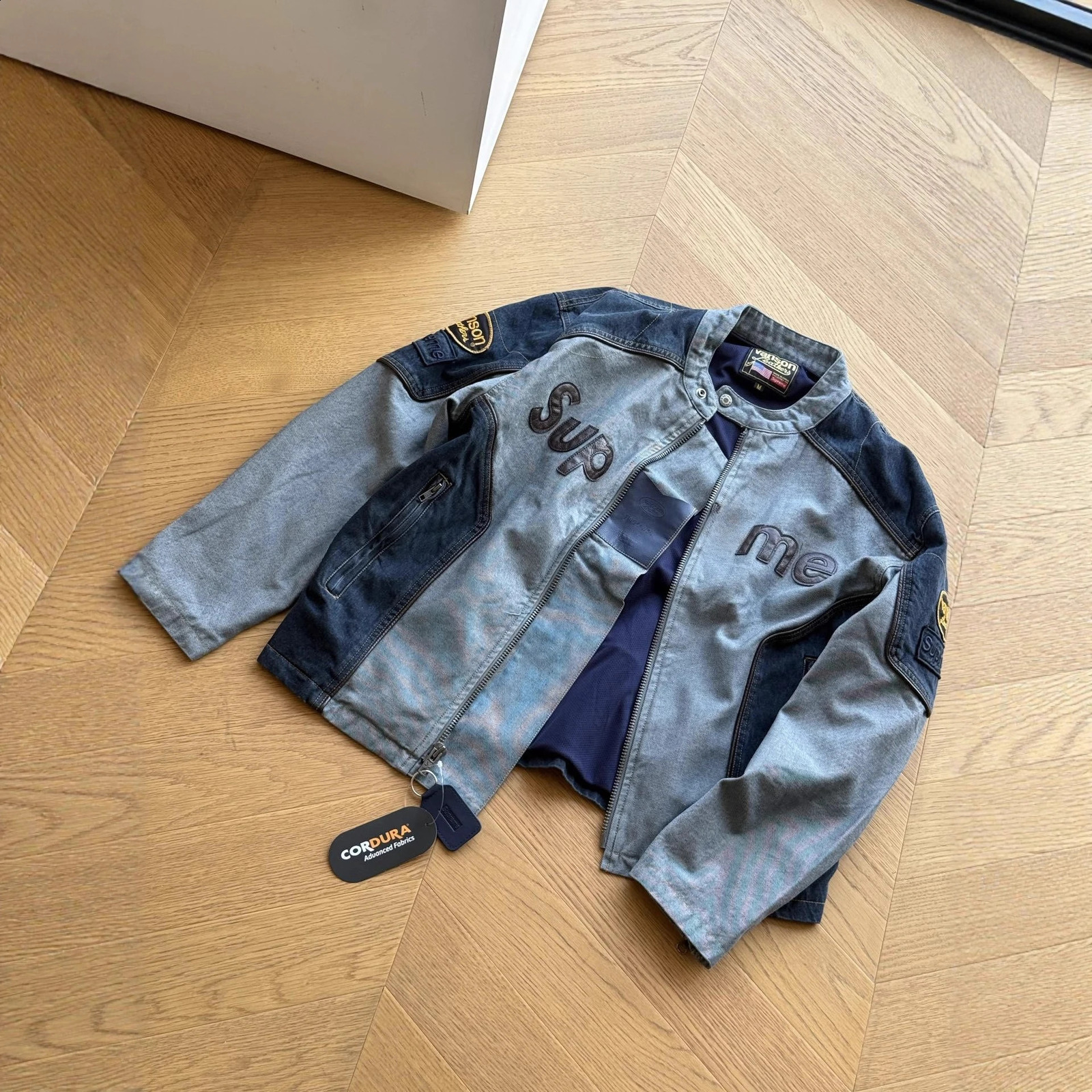 American retro trendy autumn and winter joint leather zipper splicing jacket for men and women 251023