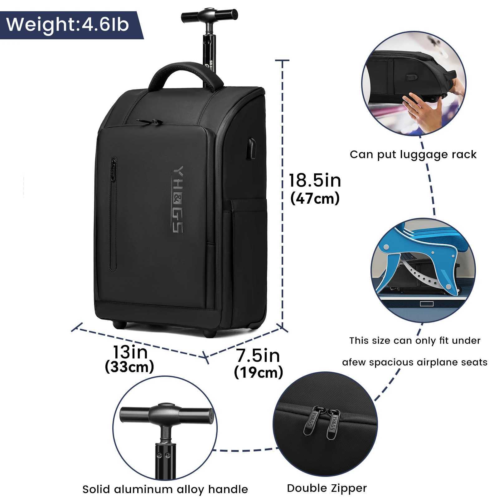 20 Inch Boarding Cabin Luggage Suitcase Rolling Luggage Backpack Women Men Carry on Travel Trolley Case with USB Business BagsW251024