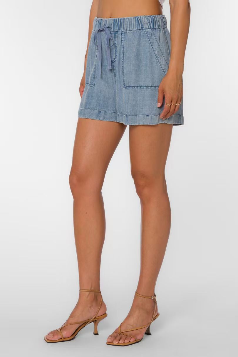 Advanced LYRA Medium Stone Women's Cowboy Shorts - Elastic Waist, with Drawstring, Ideal for Casual and Summer Wear, Comfortable and Fashionable 