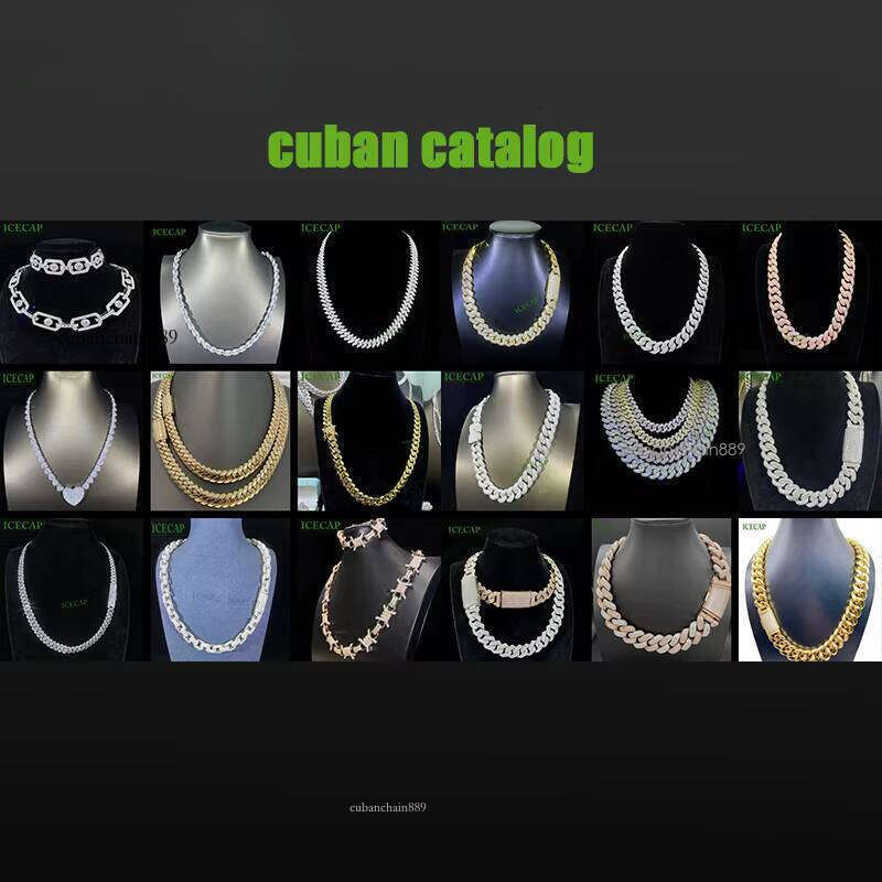 Designer necklace Hip hop jewelry bracelet necklace20mm Cuban VVS Fine Jewelry Necklace Men's Two-tone Sier Charm Silicon Stone Chain