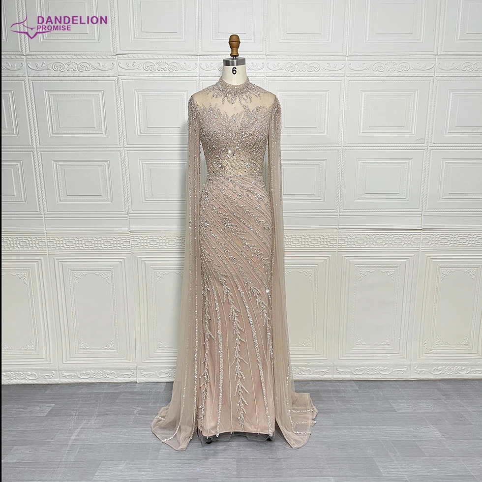 Saudi Arabia Mermaid Beaded Cape Sleeves HighNeck Evening Dresses Dubai Party Gowns for Women Wedding Customized 251023