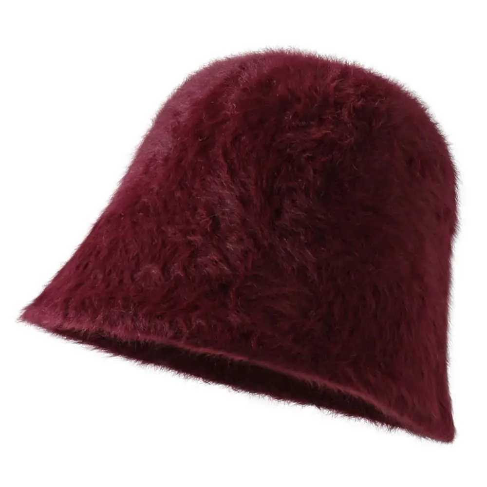 Outdoor Plush Bucket Hat Furry Warm Panama Hat Winter Soft Basin Sun Cap for WomenL251024