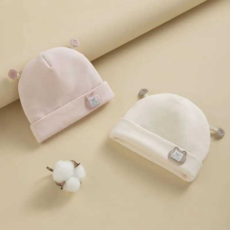 06Mouths Newborn Fetal Hat Cute Cartoon Baby Bear Beanies Spring Autumn Pure Cotton Pullover Cap Boys Girls Kids Warm BonnetL251024