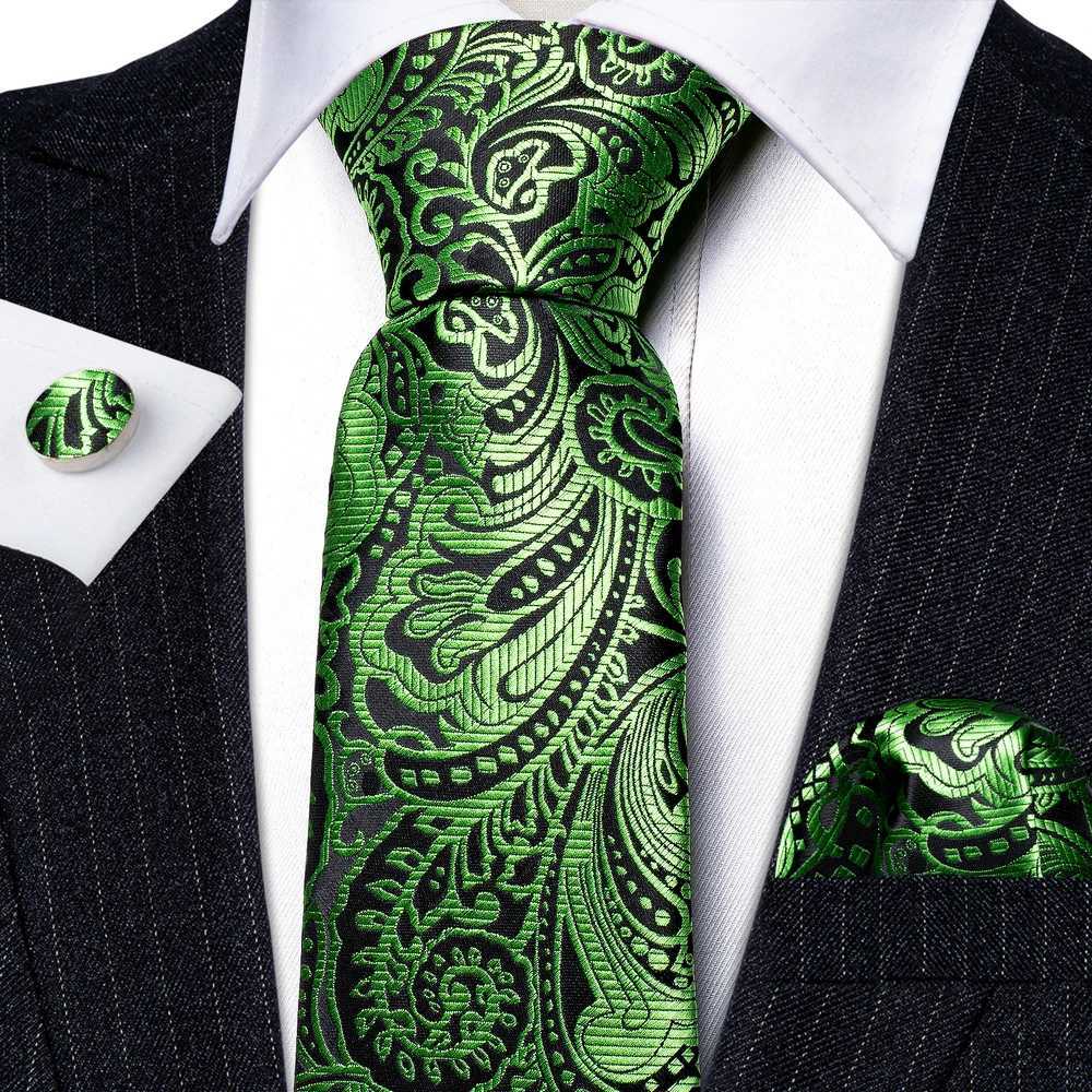 Fashion Silk Men Tie Green Teal e Solid Paisley Striped Plaid ral Necktie Handkerchief Cufflinks Set Barry Y251024