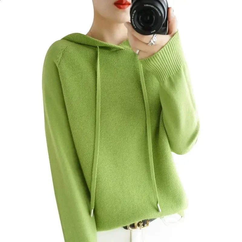 Hooded Sweater Woman Autumn Winter Long Sleeve Warm Bottoming Shirt Solid Casual Pullovers Knit Tops Korean Fashion Jumper 2025 251023