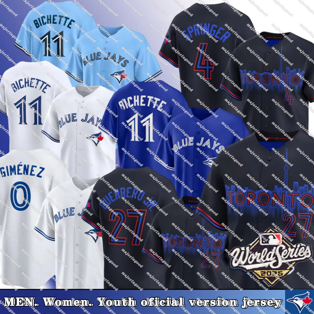Blue Jays Baseball Jerseys Joe Carter Vladimir Guerrero Jr. Bo Bichette George Springer Kevin Gausman Alejandro Kirk Anthony Santander Daulton Varsho Max Scherzer