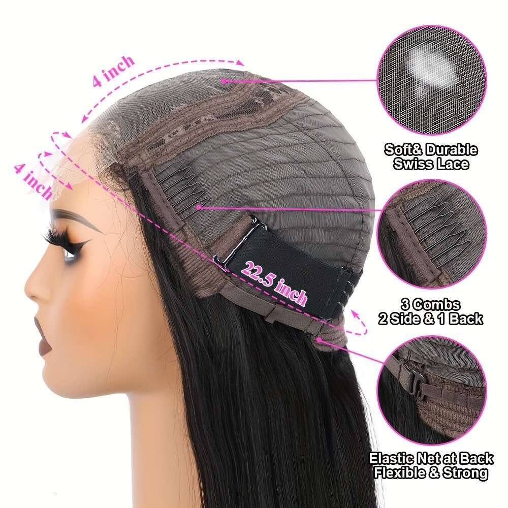 4x4 Transparent Frontal with Baby Pre Plucked 180% Density for Brazilian Jerry Curly Lace Front Wigs Human Hair Natural Color