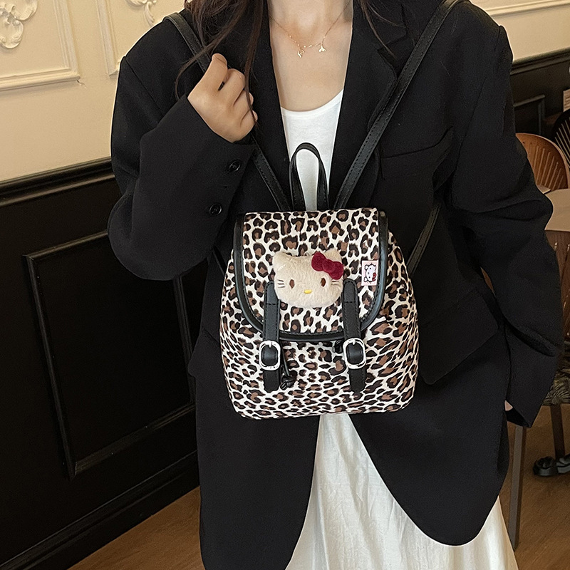 Autumn and winter hot selling new item super popular women's leopard print backpack retro suede mini designer backpack
