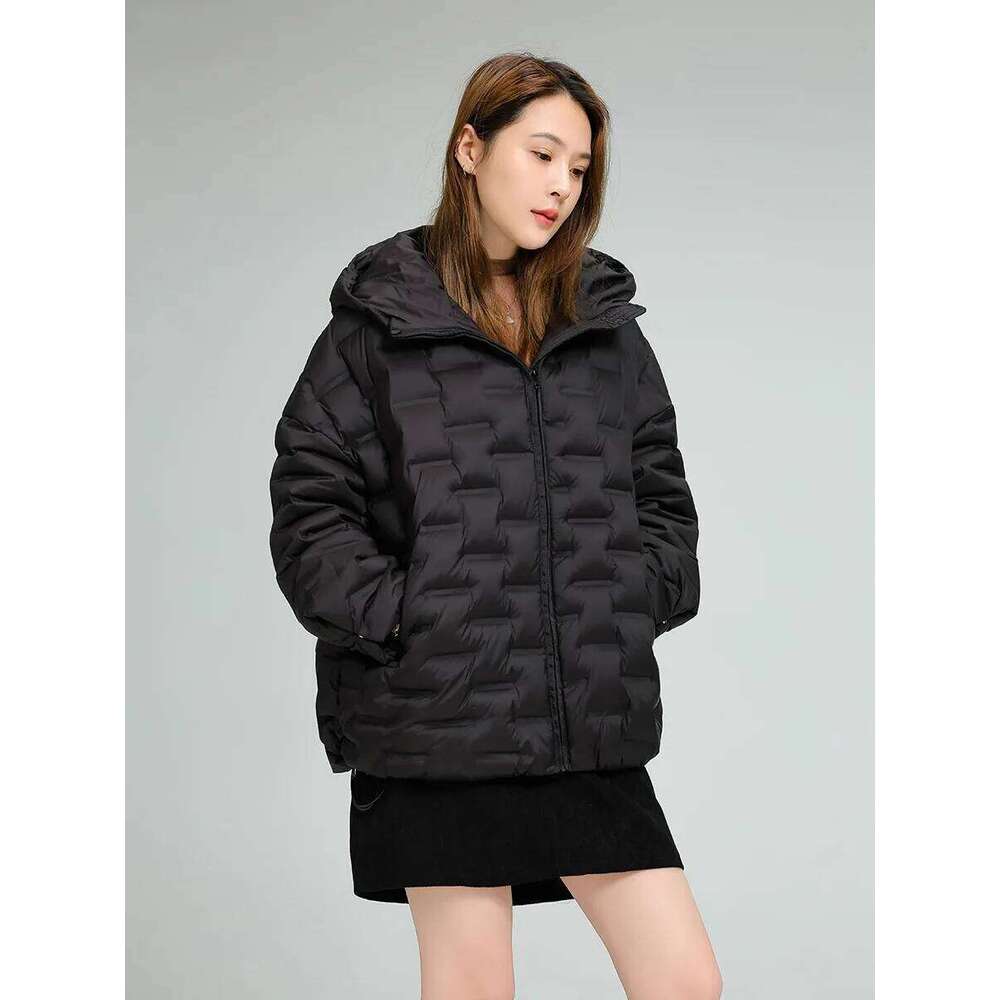 Schinteon Women Light 90% White Duck Down Jacket Casual Loose Over Size Autumn Winter Outwear With Hood Top Quality Coat 2025 Womens Coat