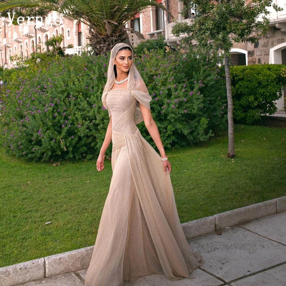 Verngo Shiny Off The Shoulder Evening Dress Elegant A Line Formal Occasion Dresses Celebrity Pleated Party Gowns Customized 251023