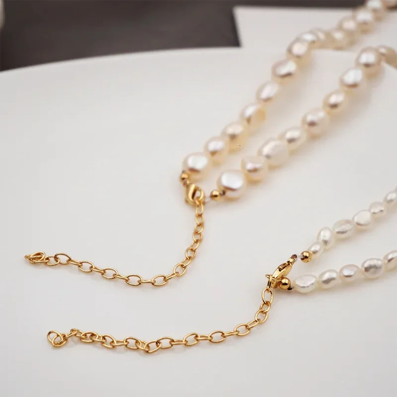 58mm Small Baroque Pearl Beaded Strand Necklaces for Women Elegant Natural Freshwater Pearl Choker Necklaces Collar Jewelry 251016
