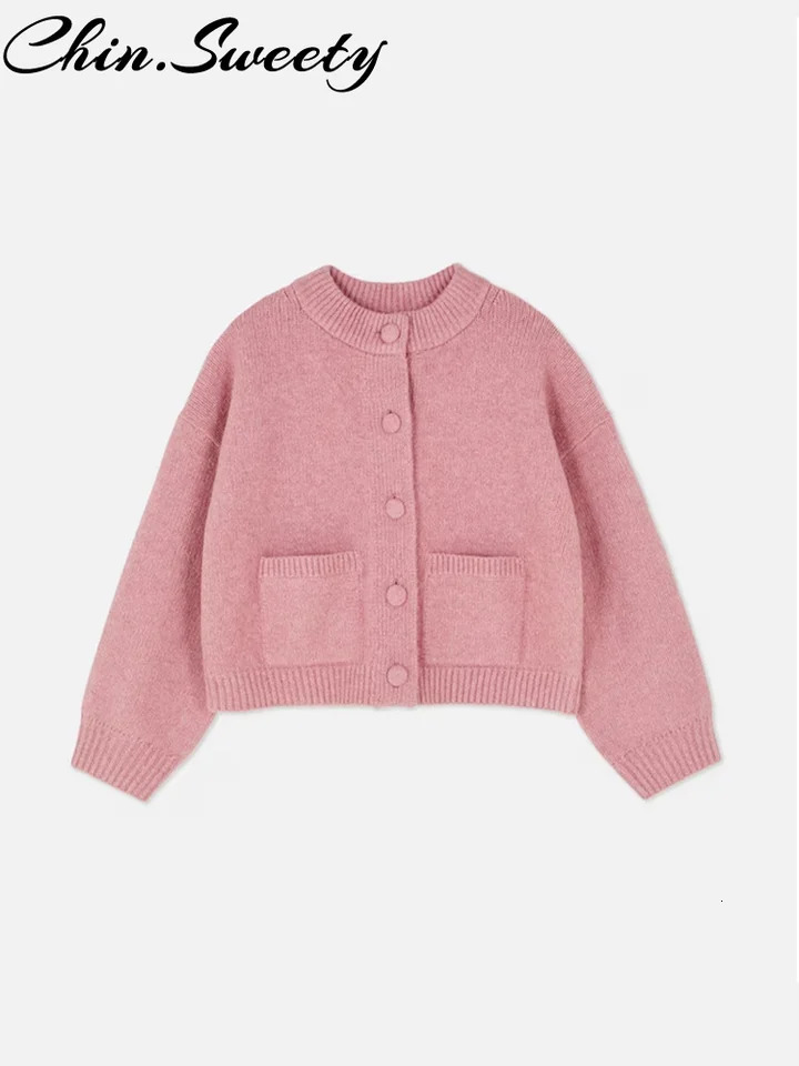 Allmatch Knit Women Cardigan Casual Oneck Long Sleeve Single Breasted Pccket Female Cardigan 2025 Autumn Solid Lady Knitwear 251013