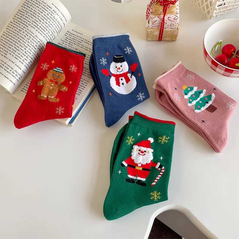 24 Pairs of Christmas Stockings for Autumn and Winter Snowman Christmas Tree Comfortable and Breathable Socks J251024