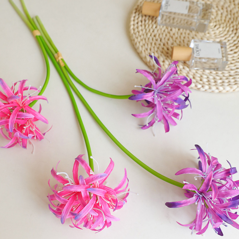 Artificial 2 Heads Red Spider Lily Silk Vivid Flower Faux Floral Wholesale for Table Centerpiece Home Wedding Party Decoration Floral Arrangement Vase Filler