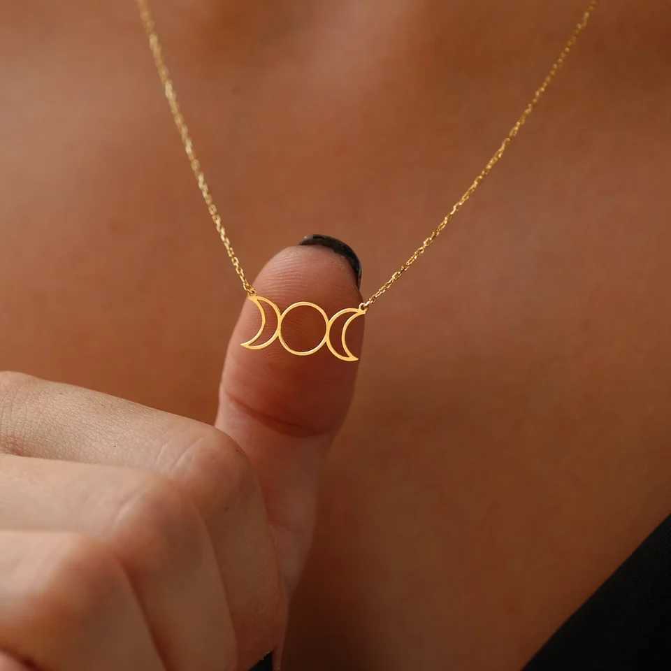 Triple Moon Godd Sun Pentagram Stainl Steel Hecate Necklaces Witch Luna Necklace Jewelry esotericos y brujeriaXJ251024