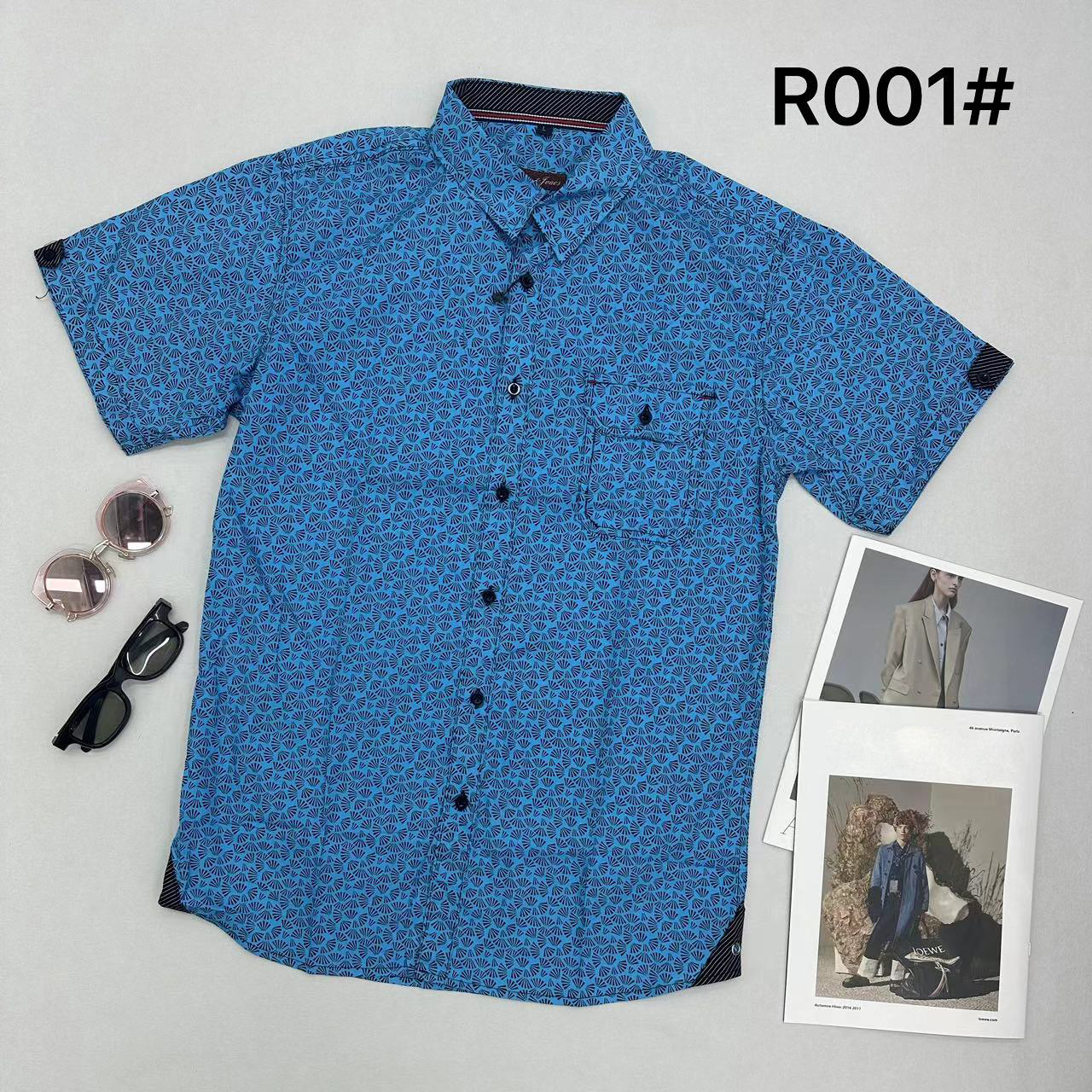 Men's Printed Cotton Shirt - Breathable & Soft, Loose Fit, Various Patterns, Short Sleeve Casual Shirt for Daily & Vacation Wear(R001) - NO23