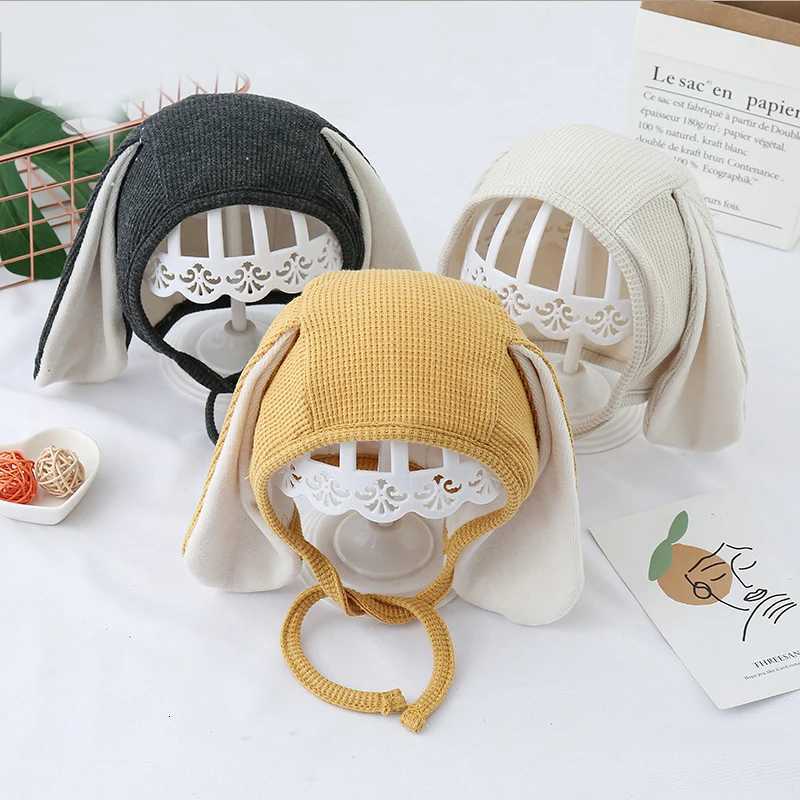 Long Eared Rabbit Baby Headgear Bonnet Winter Infant Ear Protection Hat Solid Cotton Warm Kids Pullover Cap 524M Toddler BeanieL251024