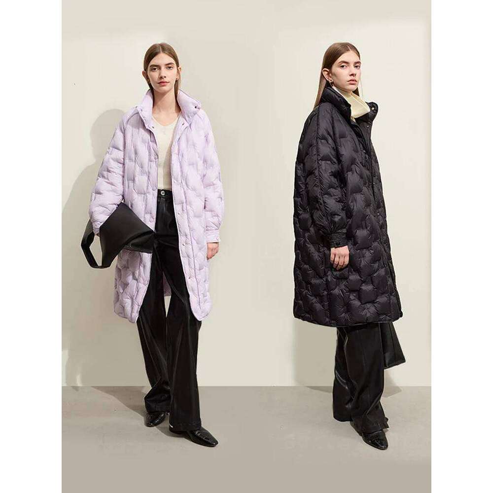 2025 Winter Down Coats Women New Warm Stand Collar Loose Raglan Sleeve Office Lady Long Jackets Coats Designer Women