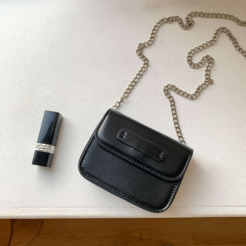 Korean Version Silver Mini Shoulder Minimalist Style Small Square Fashion Cute PU Leather Lipstick Crossbody Chain Bag For Women B5