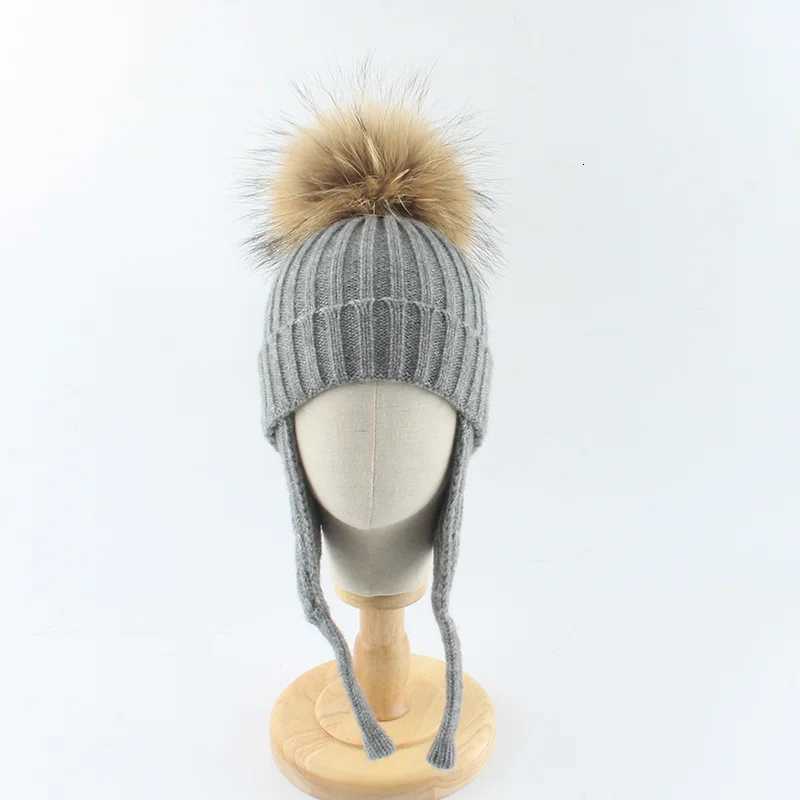 Winter Baby Knitted Hat Pompom Real Fur Ball Wool Baby Bonnet Hat for Girls Boys Infant Beanie Kids Cap Toddler Accessories 16YL251024