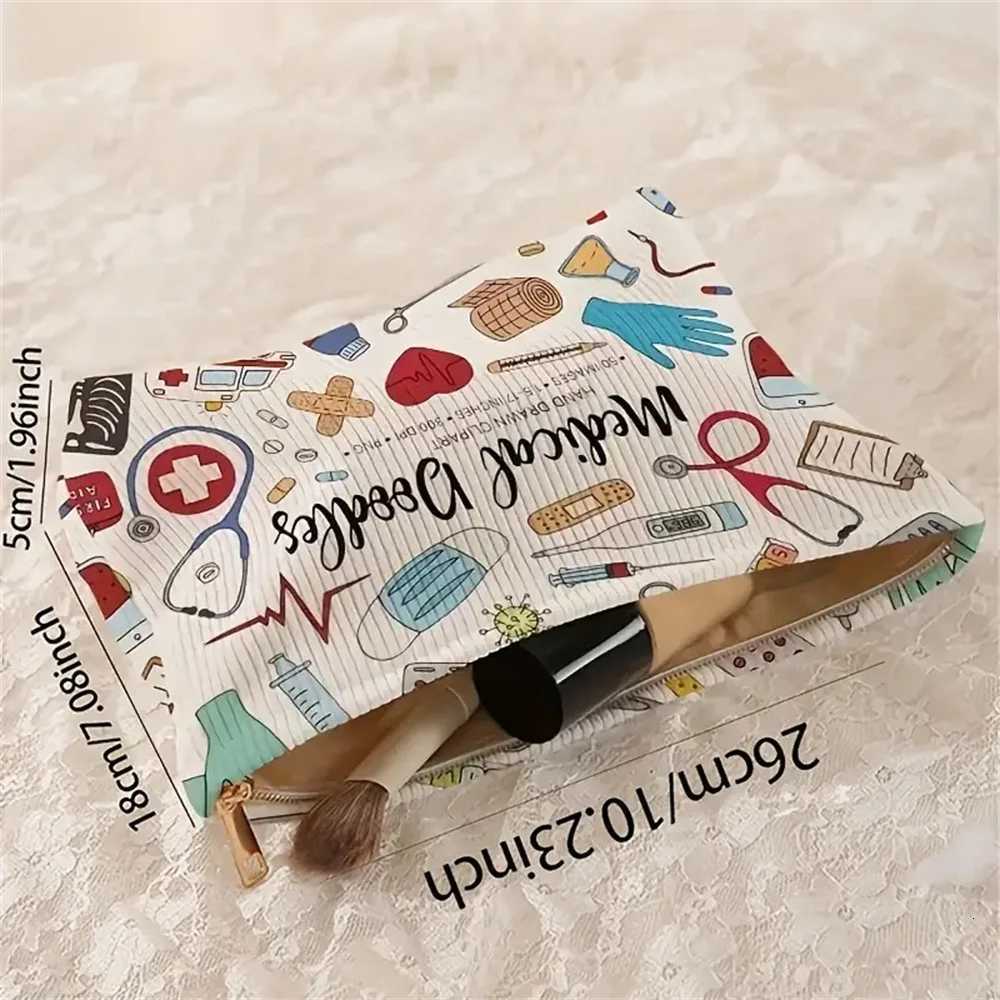 Graffiti Printed Corduroy Makeup Bag Lightweight Zipper Makeup Storage Box Multi functional Bag with LiningT251024