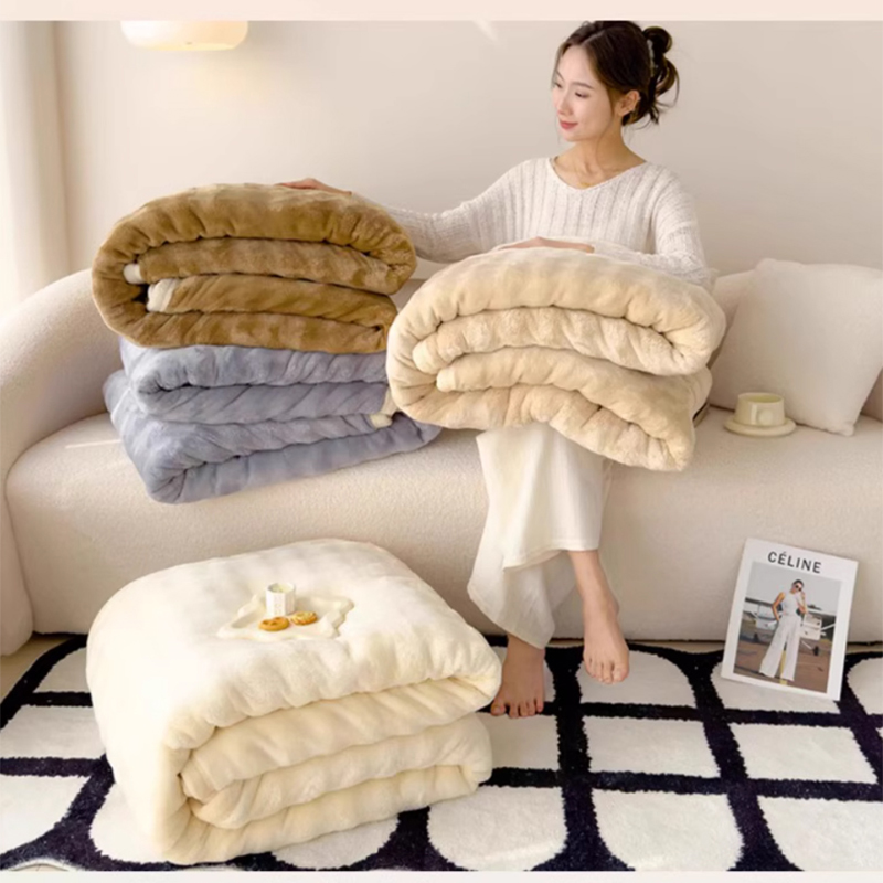 Rabbit plush blanket thickened office shawl nap blanket coral fleece air conditioner nap sofa blanket quilt winter