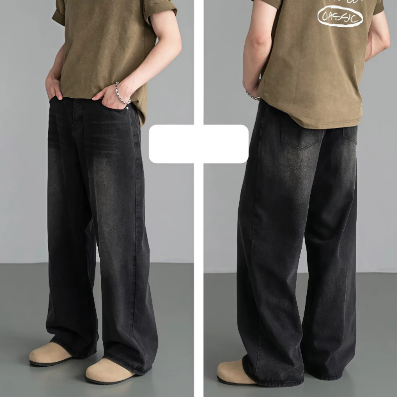 Slim Straight Elastic Denim Pants Casual Male Clothing Plush Trousers Men's Jeans Winter Warm