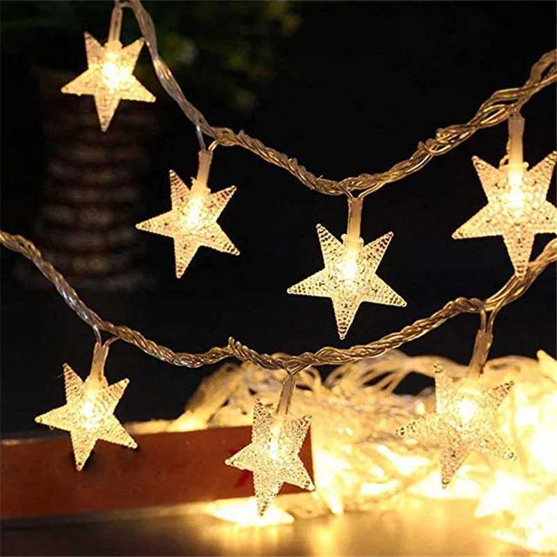 6M 40Led Lights Outdoor Decoration String Lights Christmas Tree Home Window Decor Holiday Lighting Star Light Strings C251024
