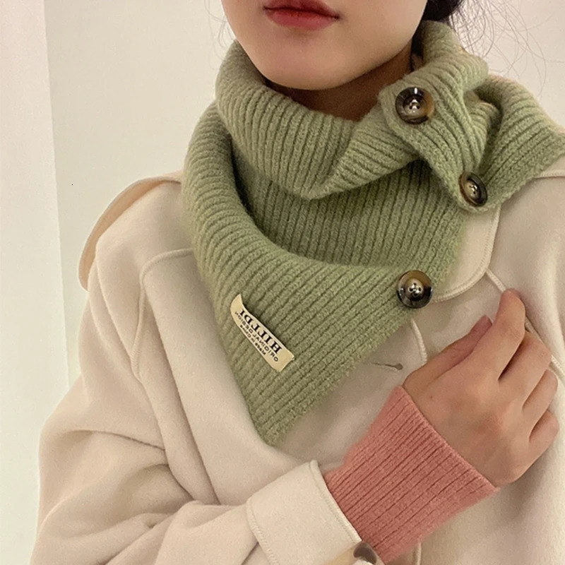 Cable Knit Wrap Button Scarf Winter Warm AllMatching Button Scarf Neck Protections Knit Neckerchief Windproof M6CD 251020