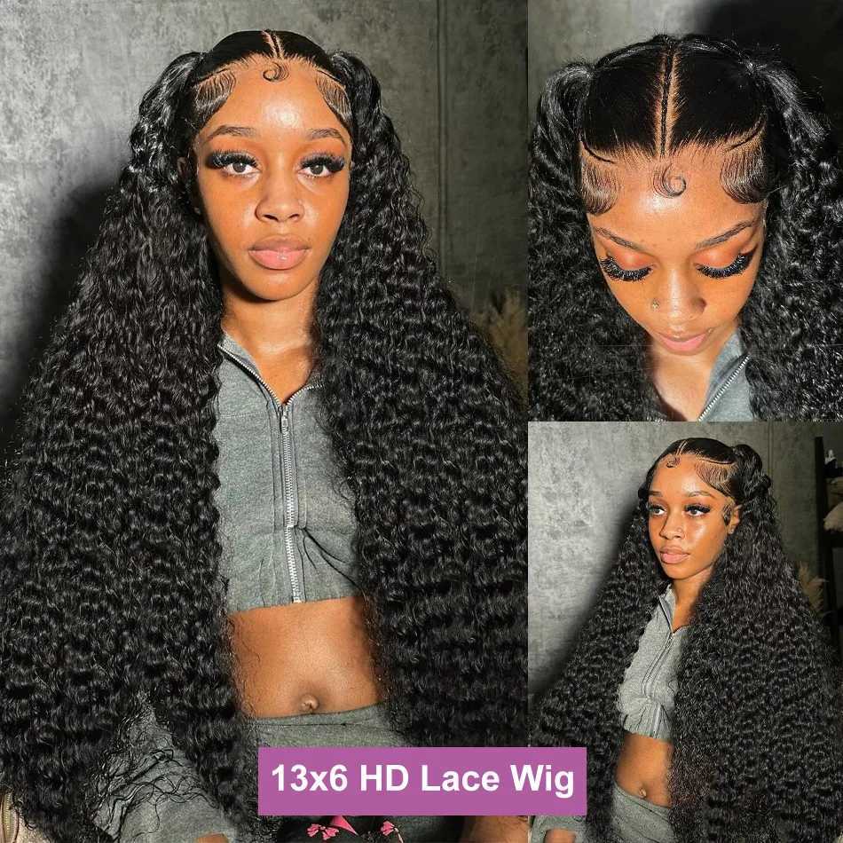 300 Density Human Hair Wigs 100 Transparent Curly Wigs 13x6 Hd Lace Frontal Wig Brazilian High Density Deep Wave Wigs 40 Inch W251023