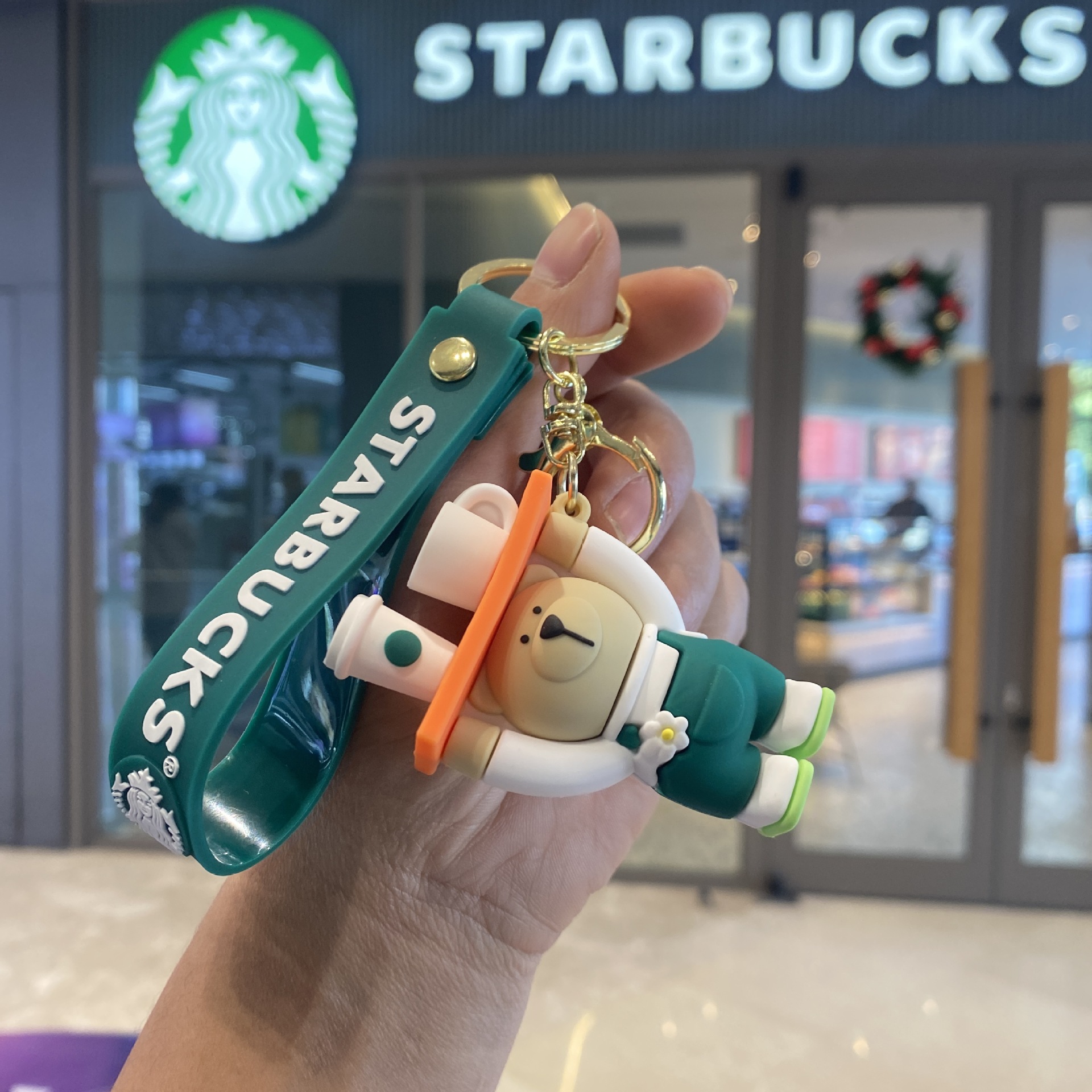 Starbucks Milk Tea Cup Keychain & Bear Plush Charm Couple & Student Backpack Accessory Small Gift 2026 Xmas