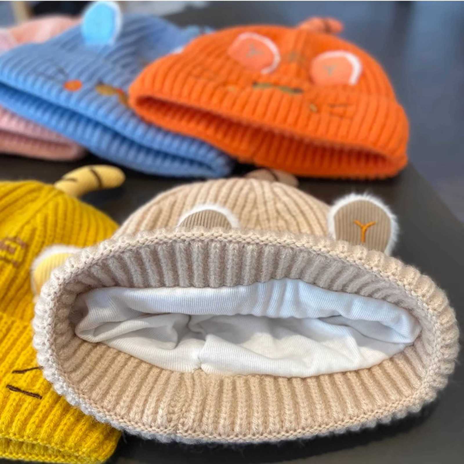 Baby Knitted Hat Cartoon Tiger Super Cute Sweet Kids Crochet Beanie 012Month Boys Girls Winter Warm Woolen Toddler Pullover CapL251024