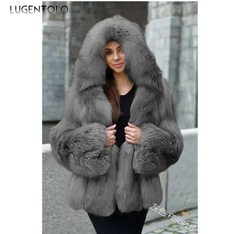 Women Warm Faux Fur Winter THiCKen Hooded Faux Fox Fur Coat Lady 2025 New Casual Large Size CloTH Available 5XL H251024