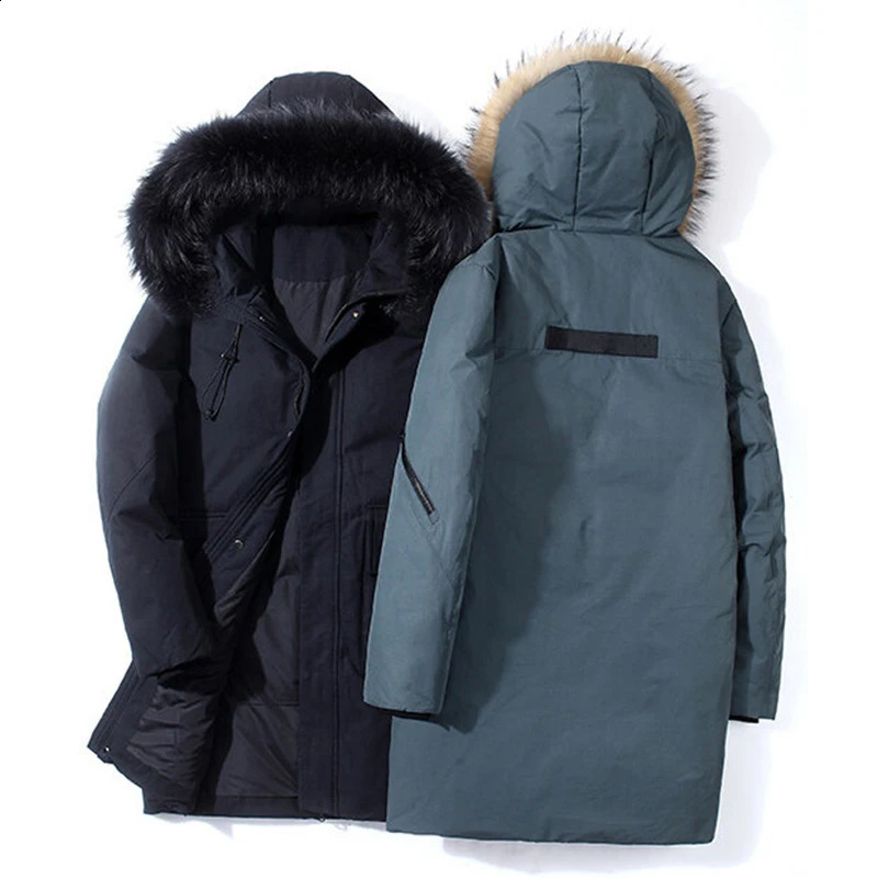 Winter Men Warm Windproof Thick Long Down Jacket Mens Fashion Hooded Fur Collar Waterproof Puffer Jacket High Quality Parka Male 251020
