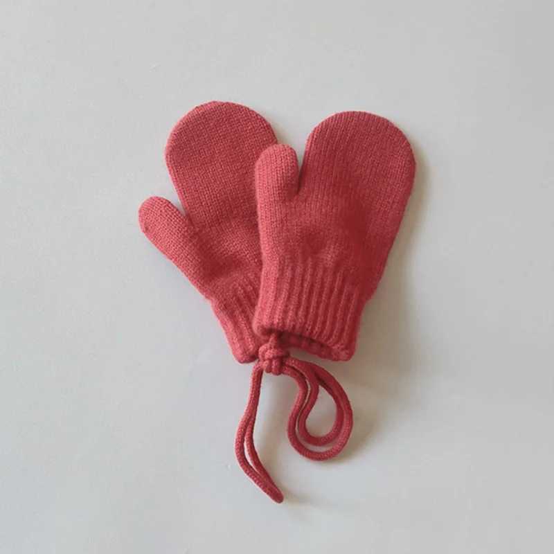 Wool Baby Winter Gloves Candy Color Halter Kids Mittens for Children Girls Boys Accessories Warm Knitted Kids Gloves 14Y Y251024