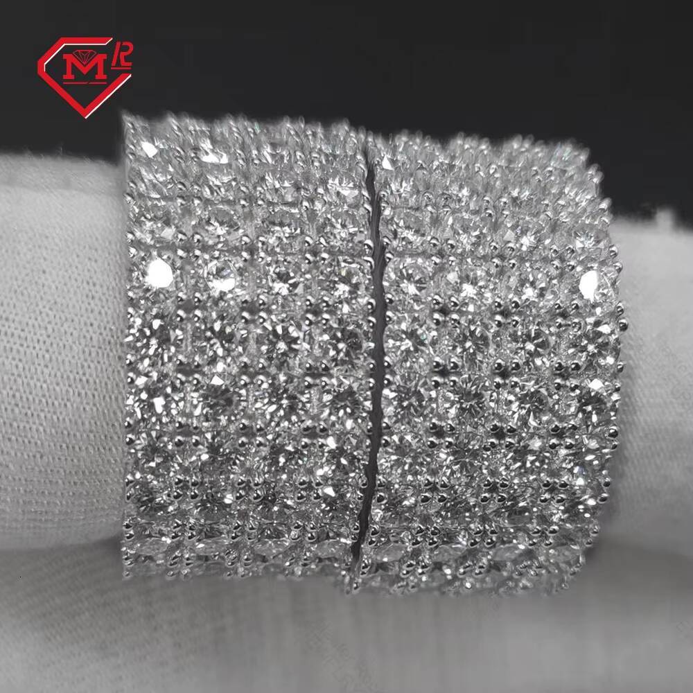 Hiphop Moissanite Ring 4 Rows Pave Setting Eternity Band Ring 925 Sterling Silver Vvs Moissanite Ring