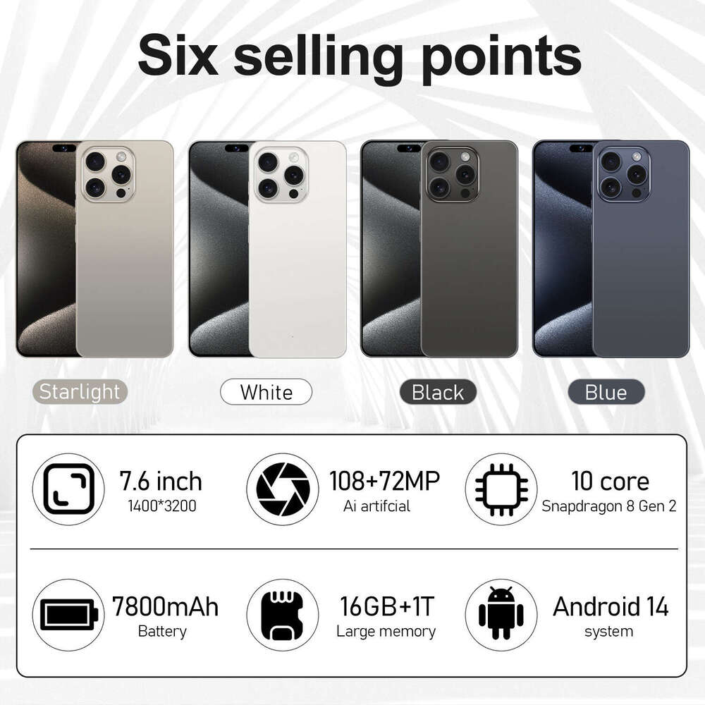 New I16 Pro Max Phone Inch GB True G All In One Metal Brushed Frame