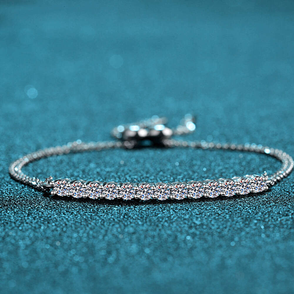 DHCollections-- S Pure Sier 1.3 Moissanite Simulated Dia Row Bracelet Direct Certification