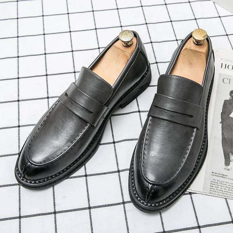 Premium Sier Business Men's Oxford Leather Brand Loafers Slip On High Quality Wedding Soft Sole Dress Shoes