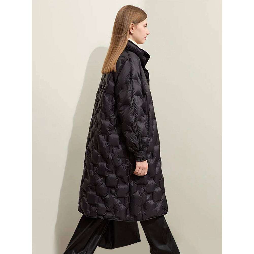 2025 Winter Down Coats Women New Warm Stand Collar Loose Raglan Sleeve Office Lady Long Jackets Coats Designer Women